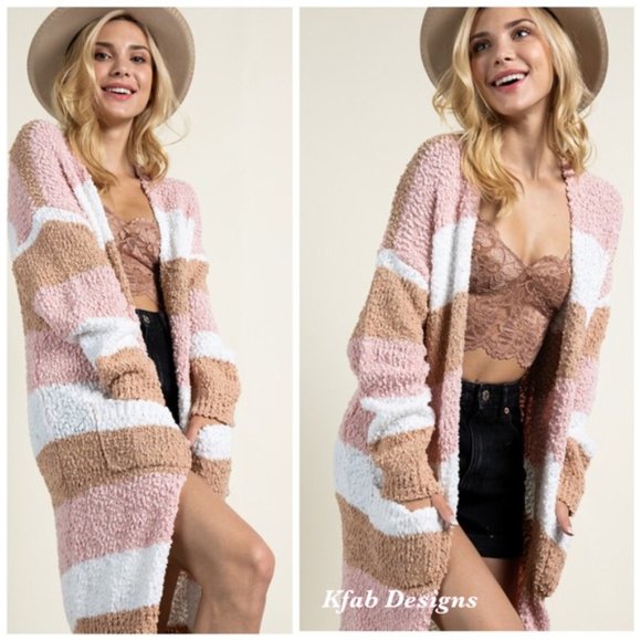 Primrose Signature Boutique Sweaters - !!! SALE  ---  PINK POPCORN COLORBLOCK SWEATER